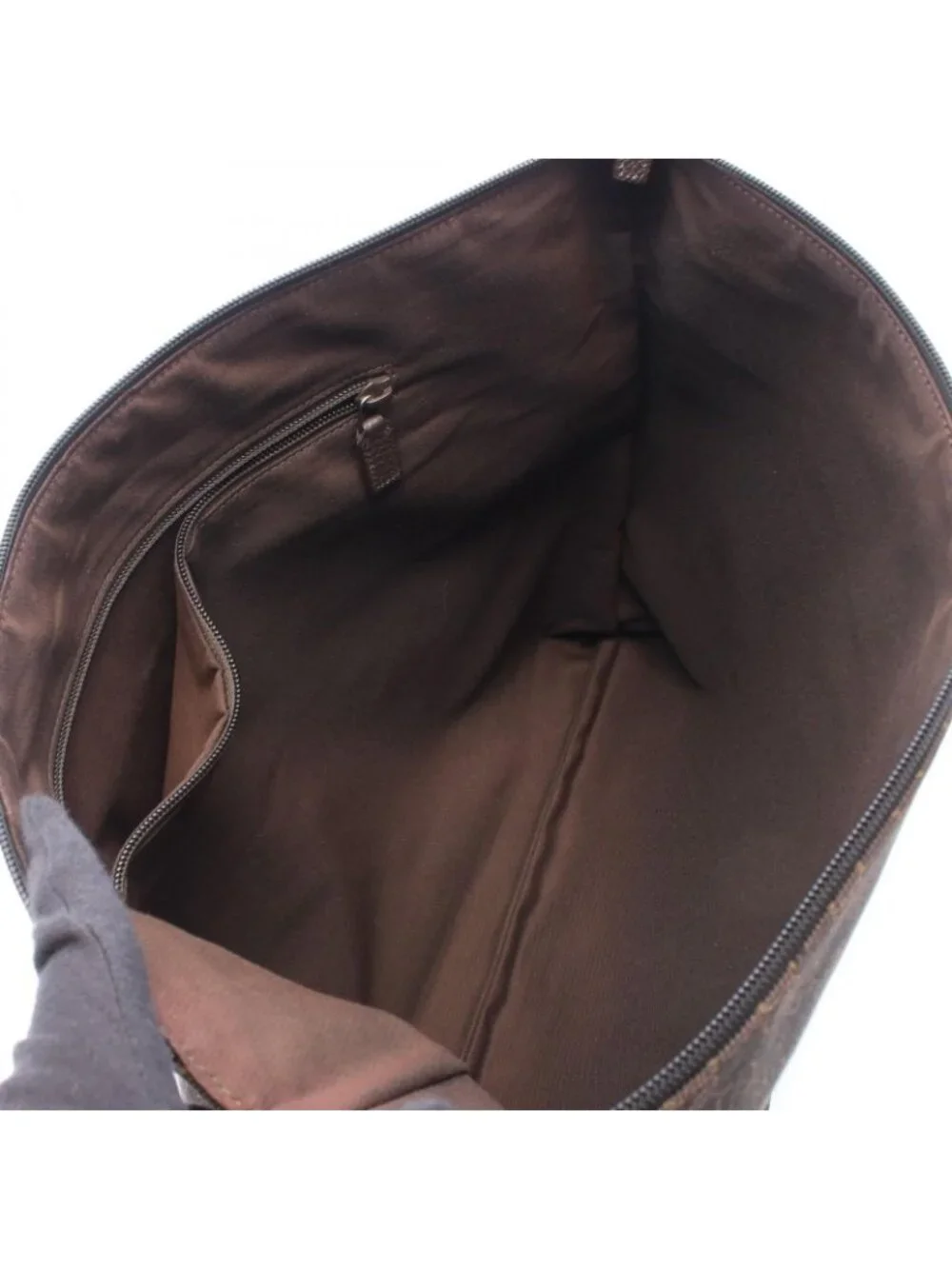 Gucci Shoulder Bag GG Pattern Dark Brown Canvas Leather